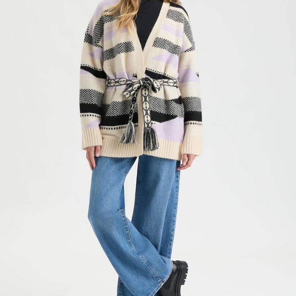 Nvlt multicoloured cardigan with belt